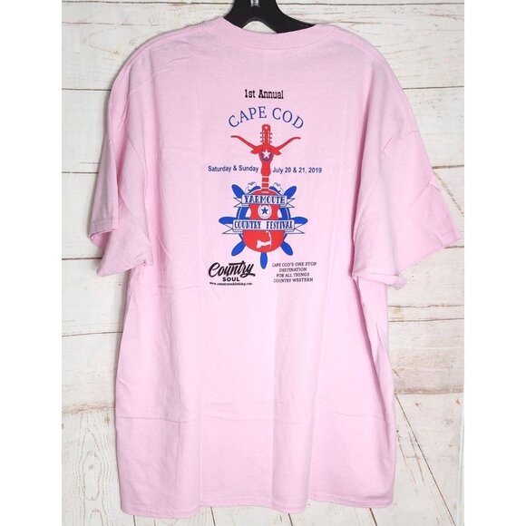 2019 Cape Cod Yarmouth Country Festival Pink Crew Neck T-Shirt | Gildan Ultra - Picture 3 of 12